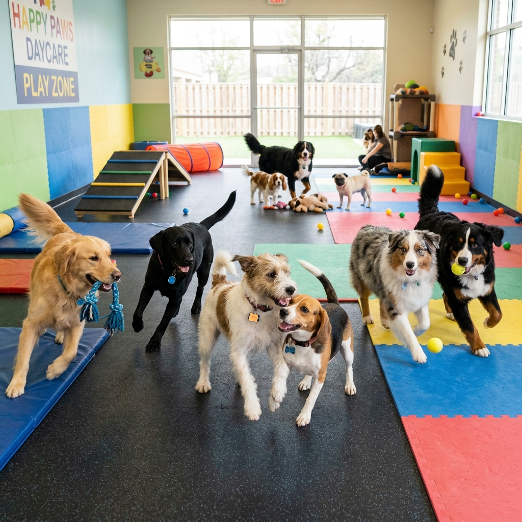 Dogs playing at daycare