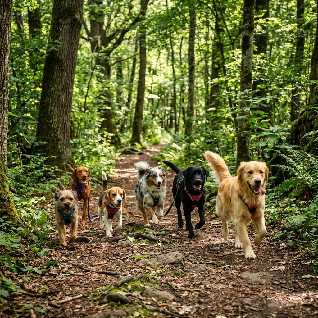 Pack walk in the forest